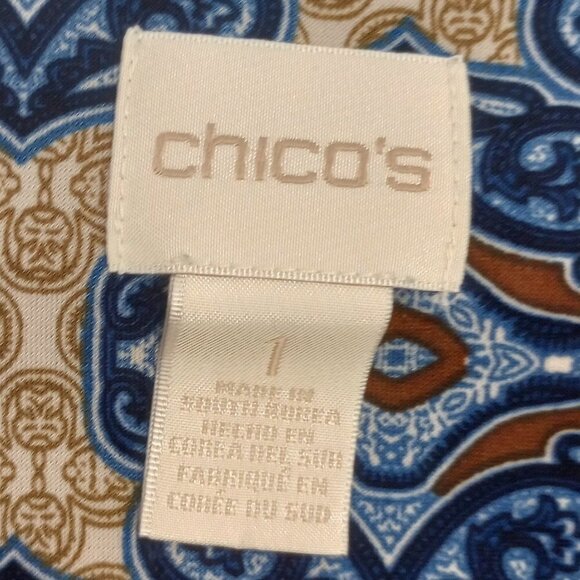 Chico's Medallion Print Long Sleeved Blouse - Picture 2 of 11